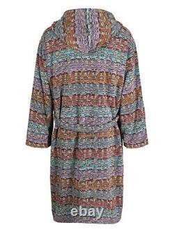 MISSONI HOME'Blake' Unisex Designer Chevron Hooded Plush Bathrobe L $540 NWT