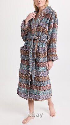 MISSONI HOME'Blake' Unisex Designer Chevron Hooded Plush Bathrobe L $540 NWT