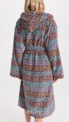 MISSONI HOME'Blake' Unisex Designer Chevron Hooded Plush Bathrobe L $540 NWT