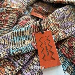 MISSONI HOME'Blake' Unisex Designer Chevron Hooded Plush Bathrobe L $540 NWT