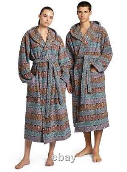 MISSONI HOME'Blake' Unisex Designer Chevron Hooded Plush Bathrobe L $540 NWT