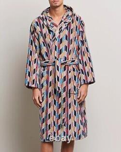 MISSONI HOME'Brody' Unisex Designer Chevron Hooded Plush Bathrobe M $540 NWT