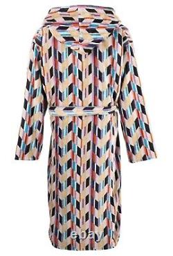 MISSONI HOME'Brody' Unisex Designer Chevron Hooded Plush Bathrobe M $540 NWT