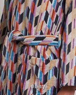 MISSONI HOME'Brody' Unisex Designer Chevron Hooded Plush Bathrobe M $540 NWT