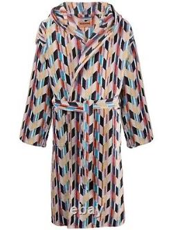 MISSONI HOME'Brody' Unisex Designer Chevron Hooded Plush Bathrobe M $540 NWT
