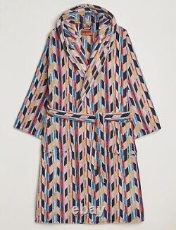 MISSONI HOME'Brody' Unisex Designer Chevron Hooded Plush Bathrobe M $540 NWT