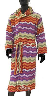 MISSONI HOME HOODED BATH ROBE PETE 156 LARGE branded pack 100% COTTON VELOUR