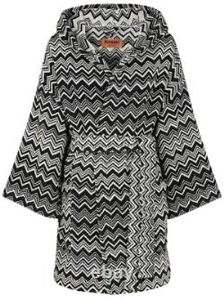 MISSONI Keith $570 Black/White Cotton Short Unisex Bathrobe New And Authentic