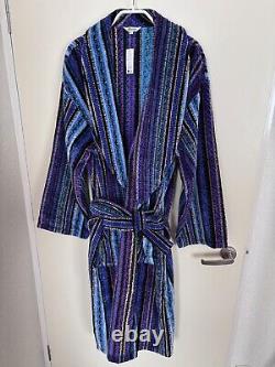 MISSONI Unisex Multicolor Striped Bathrobe Gown Blue One Size Unused
