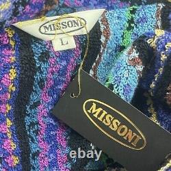 MISSONI Unisex Multicolor Striped Bathrobe Gown Blue One Size Unused