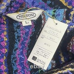 MISSONI Unisex Multicolor Striped Bathrobe Gown Blue One Size Unused