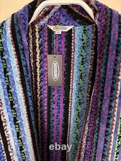 MISSONI Unisex Multicolor Striped Bathrobe Gown Blue One Size Unused