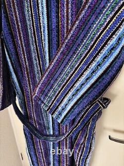 MISSONI Unisex Multicolor Striped Bathrobe Gown Blue One Size Unused