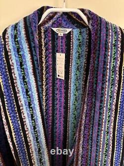 MISSONI Unisex Multicolor Striped Bathrobe Gown Blue One Size Unused