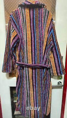 MISSONI Unisex Multicolor Striped Bathrobe Gown Size M Purple Used