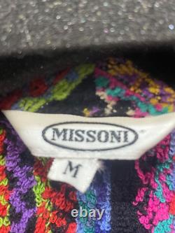 MISSONI Unisex Multicolor Striped Bathrobe Gown Size M Purple Used