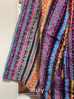 MISSONI Unisex Multicolor Striped Bathrobe Gown Size M Purple Used