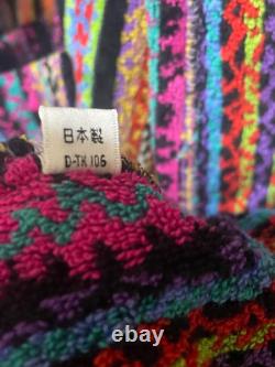 MISSONI Unisex Multicolor Striped Bathrobe Gown Size M Purple Used