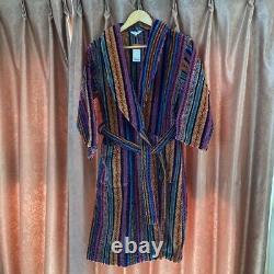 MISSONI Unisex Multicolor Striped Bathrobe Gown Size S Purple with Tag Unused