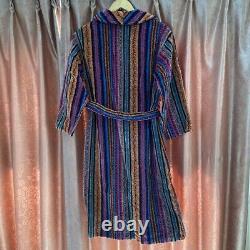 MISSONI Unisex Multicolor Striped Bathrobe Gown Size S Purple with Tag Unused