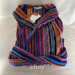 MISSONI Unisex Multicolor Striped Bathrobe Gown Size S Purple with Tag Unused
