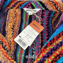 MISSONI Unisex Multicolor Striped Bathrobe Gown Size S Purple with Tag Unused