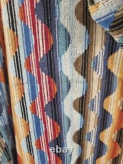 MISSONI vintage size L cotton hooded bathrobe pockets long line striped velour