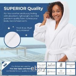 MONARCH Hooded Terry Shawl Collar Bathrobe for Men and Women Thick Fabric