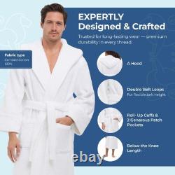 MONARCH Hooded Terry Shawl Collar Bathrobe for Men and Women Thick Fabric