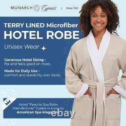 MONARCH Terry Lined Microfiber Hotel Robe for Men and Women Soft Lightweight