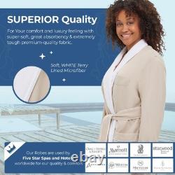 MONARCH Terry Lined Microfiber Hotel Robe for Men and Women Soft Lightweight