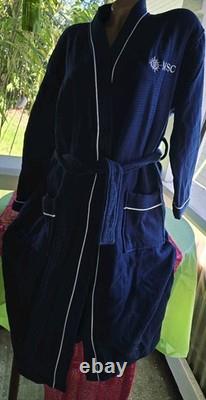 MSC Cruise Line Ship Bath Robe Cotton Terry Waffle Navy Rare S M Men's Long Wrap