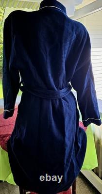 MSC Cruise Line Ship Bath Robe Cotton Terry Waffle Navy Rare S M Men's Long Wrap