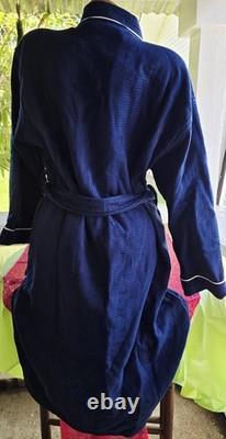 MSC Cruise Line Ship Bath Robe Cotton Terry Waffle Navy Rare S M Men's Long Wrap