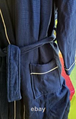 MSC Cruise Line Ship Bath Robe Cotton Terry Waffle Navy Rare S M Men's Long Wrap