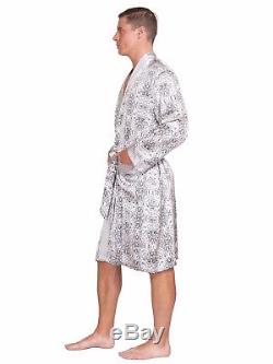 MYK SILK -Men's Paisley Print 19MM Mulberry Silk Robe, Luxury Bathrobe Sleepwear