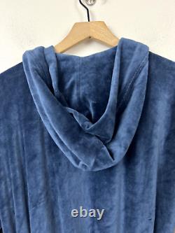 Marine Layer Velour Bath Robe Mens Size S/M Hooded Blue Pockets Organic Cotton