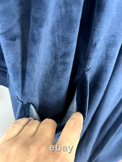 Marine Layer Velour Bath Robe Mens Size S/M Hooded Blue Pockets Organic Cotton