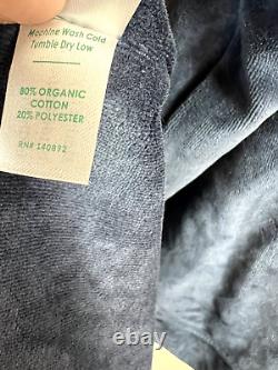 Marine Layer Velour Bath Robe Mens Size S/M Hooded Blue Pockets Organic Cotton