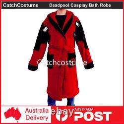 Marvel Deadpool Cosplay Bath Robe Adult Men's Coral Fleece Bathrobe Sleepwear