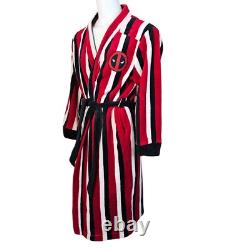 Marvel Deadpool Ferris Bueller Striped Bathrobe ADULTS S/M Super Fluffy Belted
