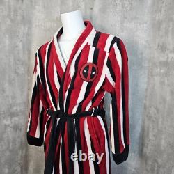 Marvel Deadpool Ferris Bueller Striped Bathrobe ADULTS S/M Super Fluffy Belted