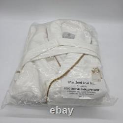 Mascioni Plaza Hotel Luxury Bathrobe Small White Velour Gold Trim New NWOP