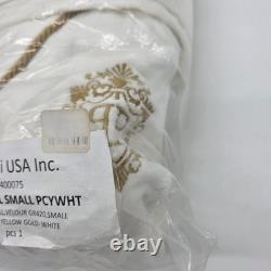 Mascioni Plaza Hotel Luxury Bathrobe Small White Velour Gold Trim New NWOP