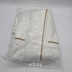 Mascioni Plaza Hotel Luxury Bathrobe Small White Velour Gold Trim New NWOP