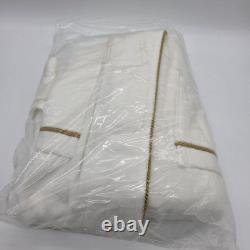 Mascioni Plaza Hotel Luxury Bathrobe Small White Velour Gold Trim New NWOP
