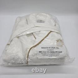 Mascioni Plaza Hotel Luxury Bathrobe Small White Velour Gold Trim New NWOP