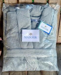 Matouk Cairo Heavy Weight 100% Cotton MEDIUM/LARGE Bathrobe COLOR POOL BLUE