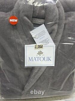 Matouk Milagro 100% Cotton Medium / Large Bath Robe Platinum New