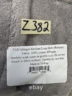 Matouk Milagro 100% Cotton Medium / Large Bath Robe Platinum New